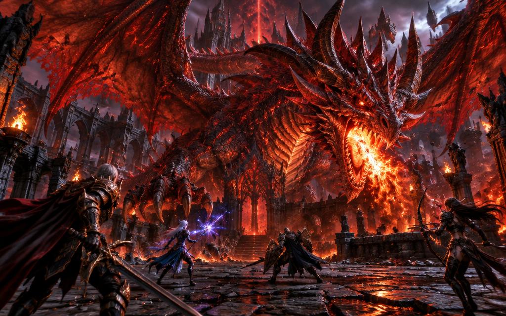 Dragão Ancestral enfrentando os Hunters